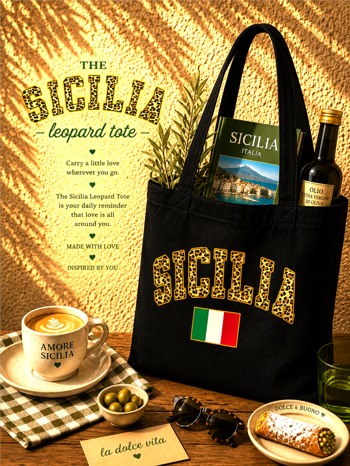 sicilia leopard tote bag