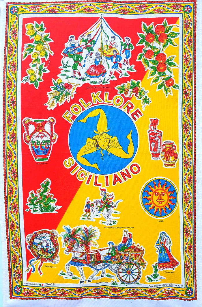 Sicilian Folklore - Dish Towel - Made in Italy