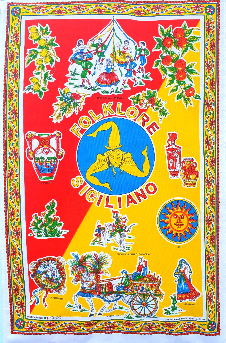 Sicilian Folklore - Dish Towel - Made in Italy