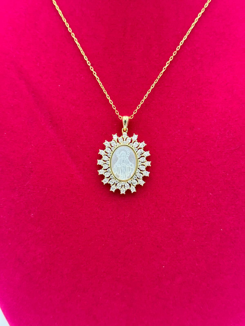 The Sparkle Madonna Necklace - Yellow  Gold
