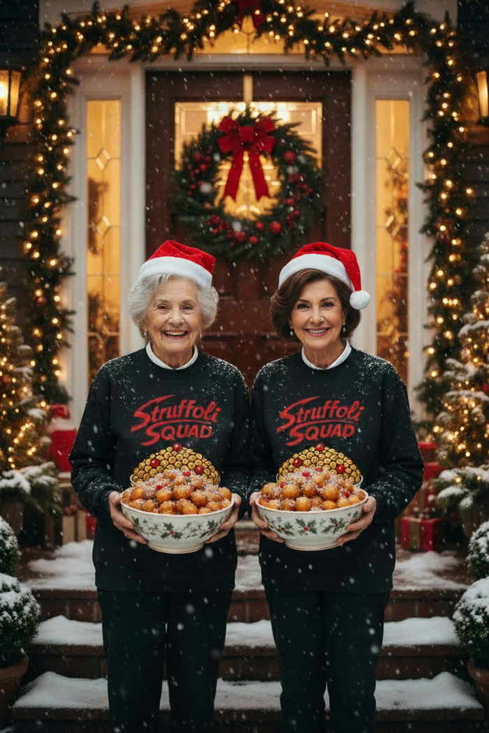 Struffoli Squad Sweatshirt - Two Nonnas with Christmas Hats