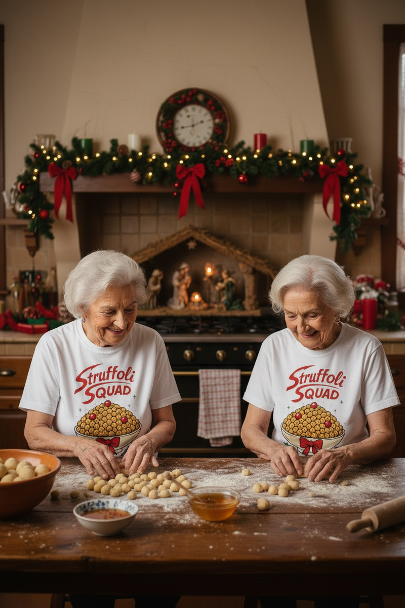 Struffoli Squad Tee - Two Nonnas Making Struffoli - Portrait