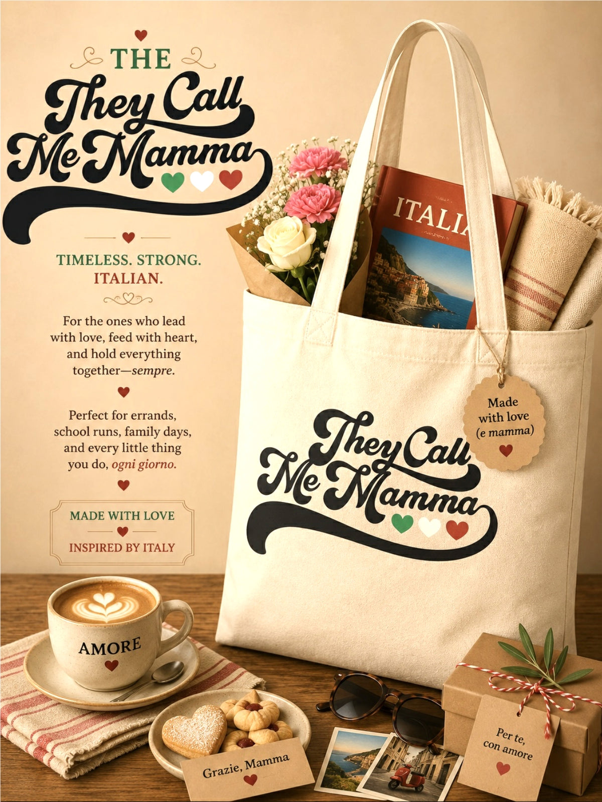 Tote bag with 'They Call Me Mamma' 