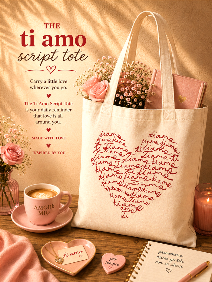 ti amo script tote bag