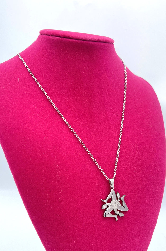 Trinacria Necklace - White - Stainless Steel