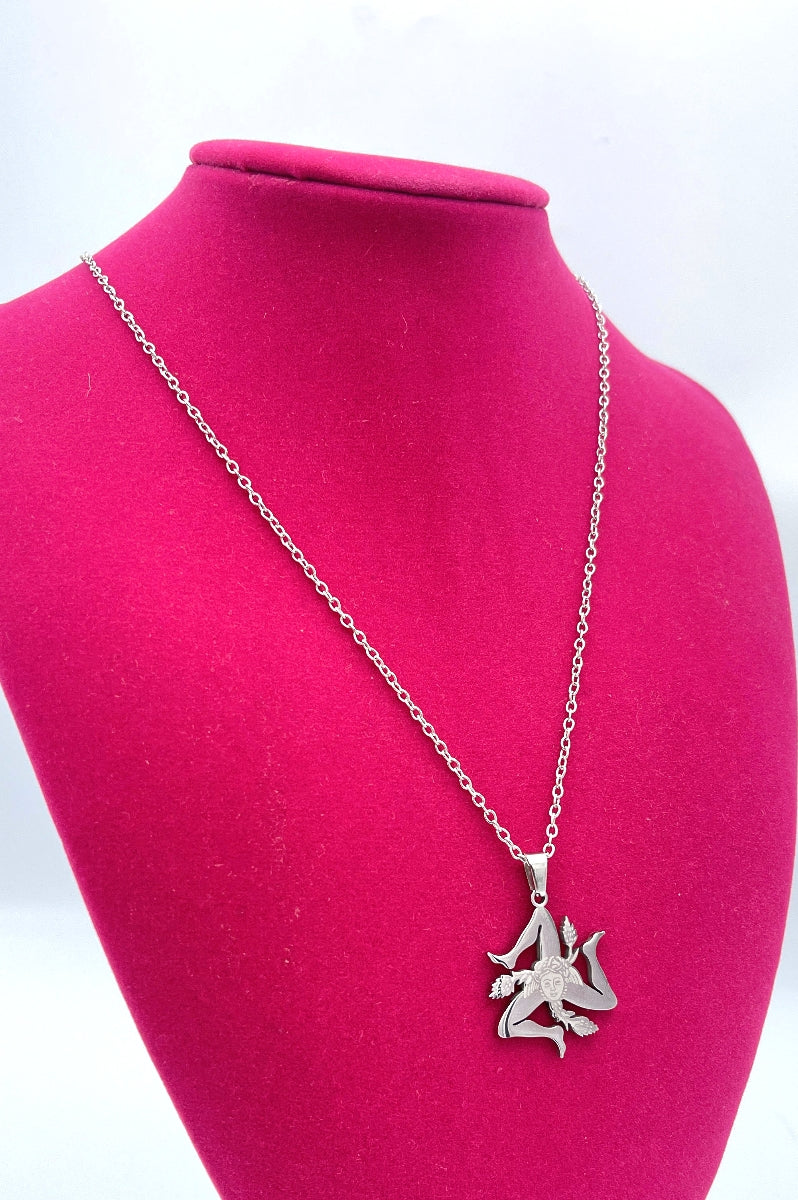 Trinacria Necklace - White - Stainless Steel