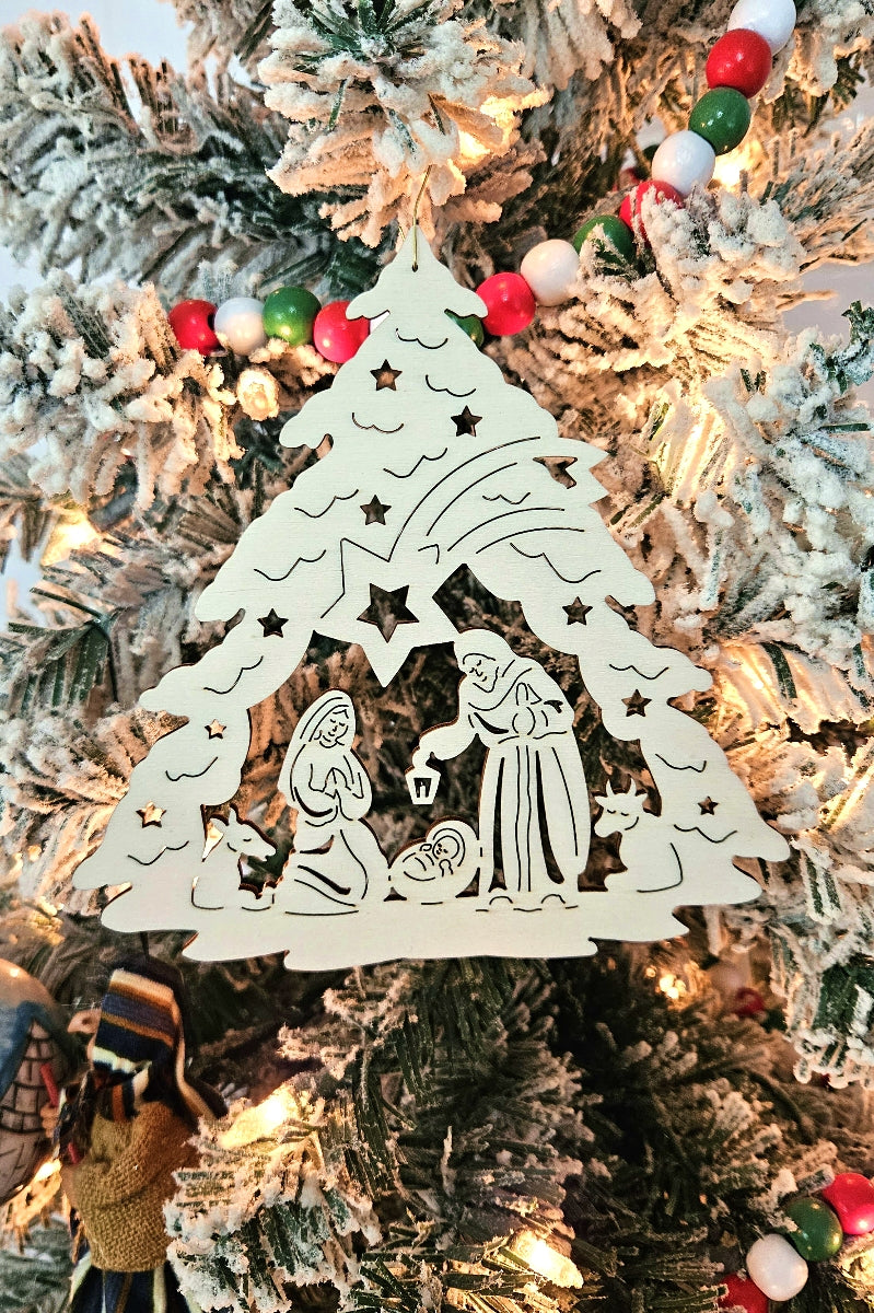 Wooden Christmas Tree Nativity - Made in Italy