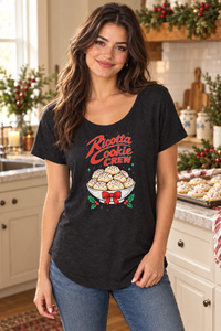 Young woman wearing the Ricotta Cookie Crew slouch top