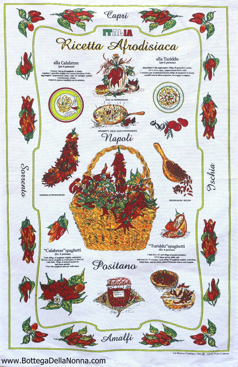 Aphrodisiac Recipe - Dish Towel - Made in Italy