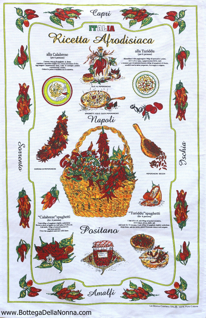 Aphrodisiac Recipe - Dish Towel - Made in Italy