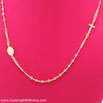 Ave Maria Silver Rosary Necklace - Yellow Gold Plated