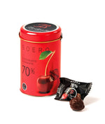Dark Chocolate Grappa Dipped Pitted Boeri Cherries in Tin