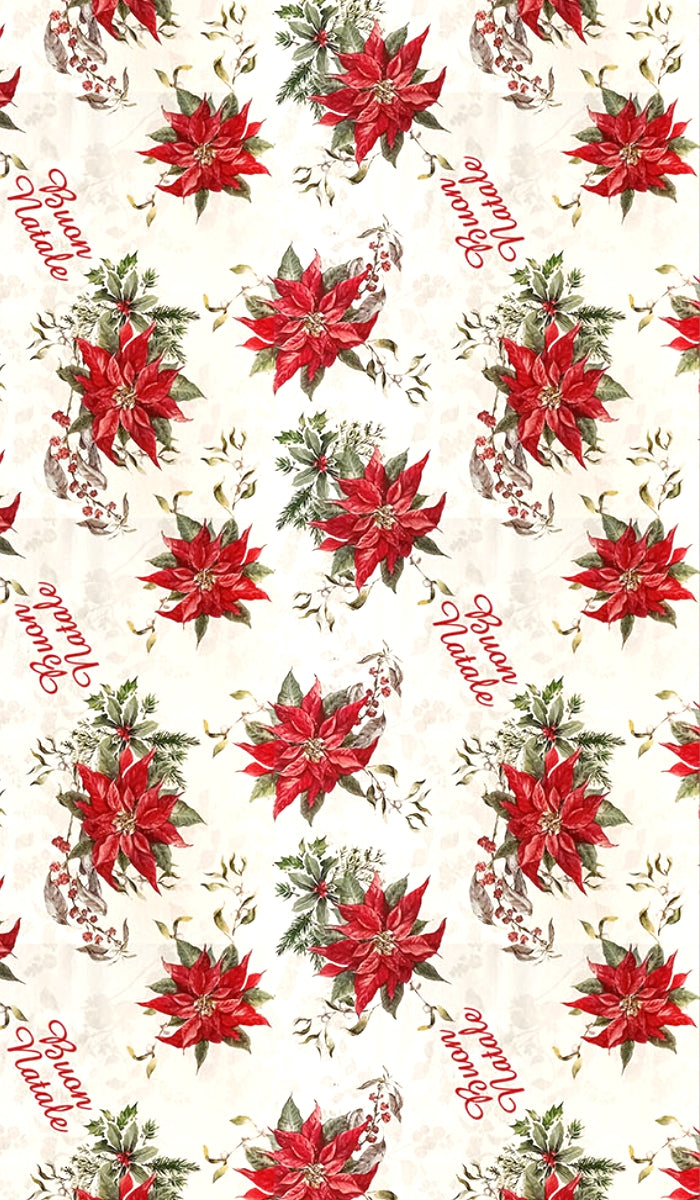 Christmas Cotton Fabric Cloth Dinner Napkins - Red Poinsettias