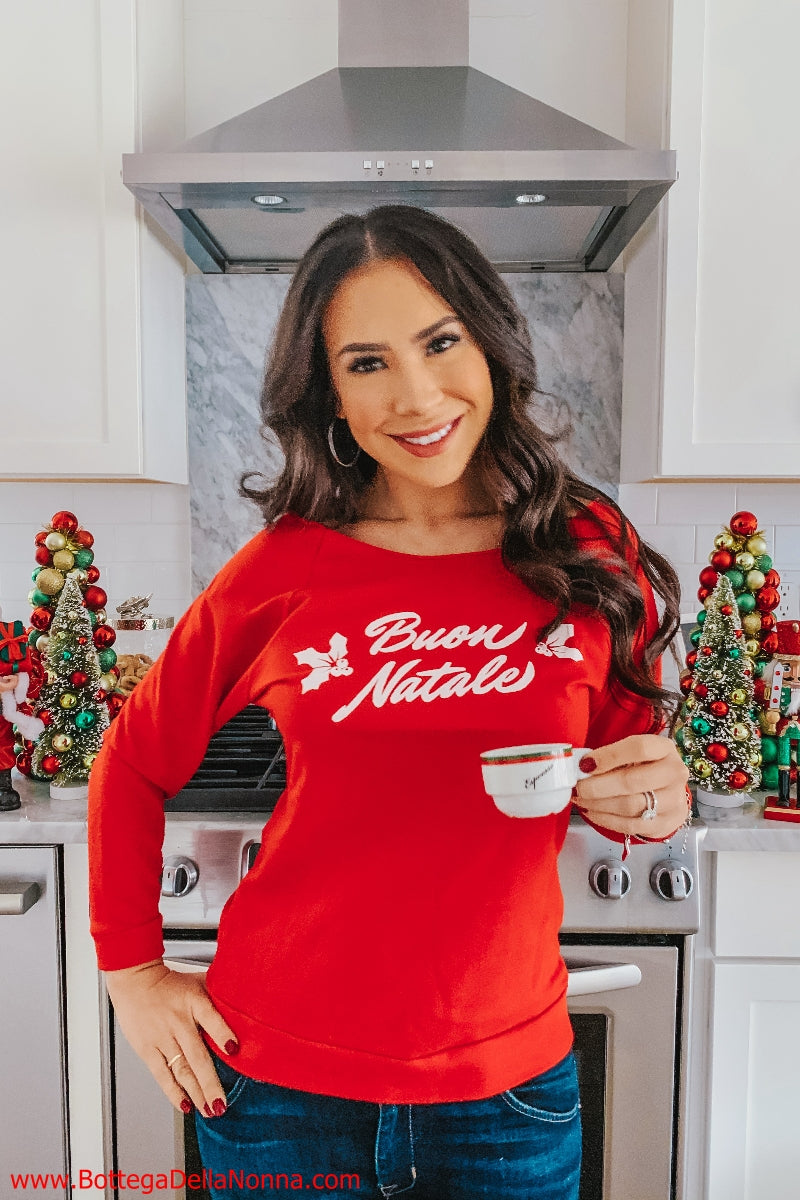 The Buon Natale Boatneck Shirt - Red - Final Sale