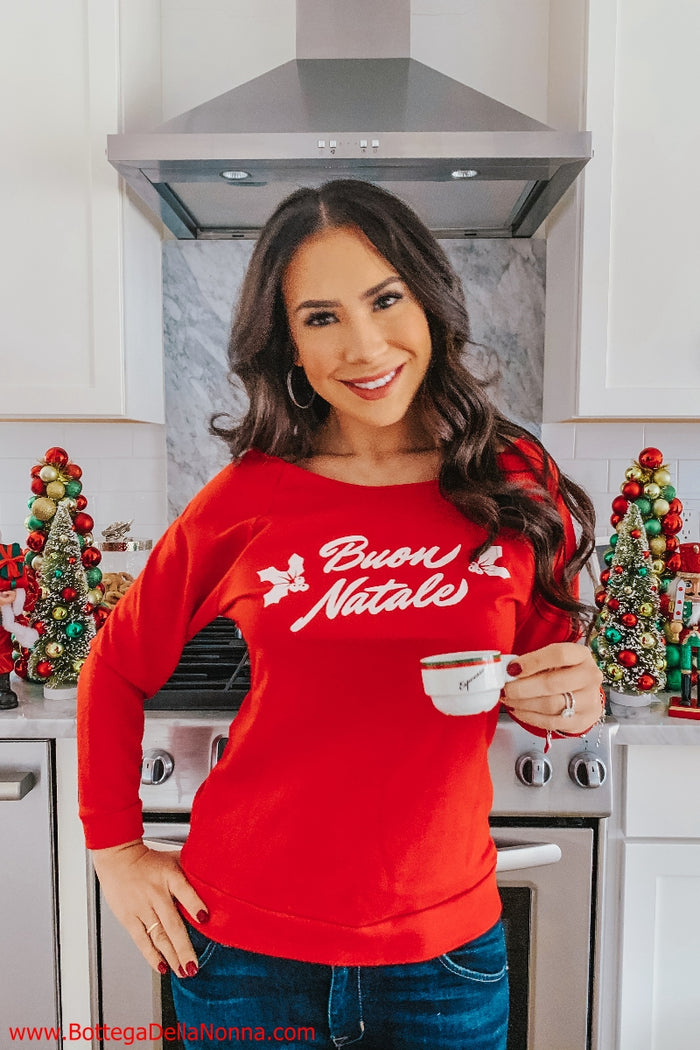 The Buon Natale Boatneck Shirt - Red - Final Sale