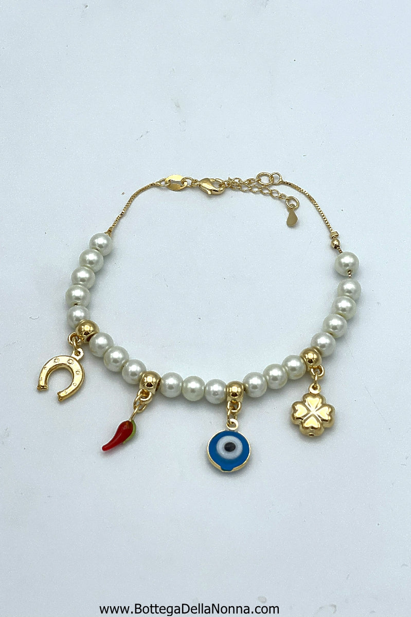The Buona Fortuna Pearl Bracelet - Yellow  Gold