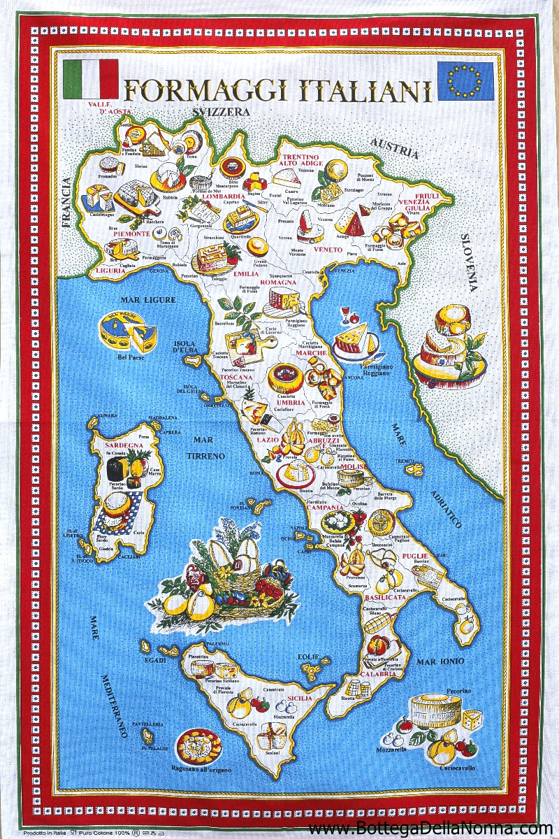 Cheeses of Italy - Dish Towel - Made in Italy