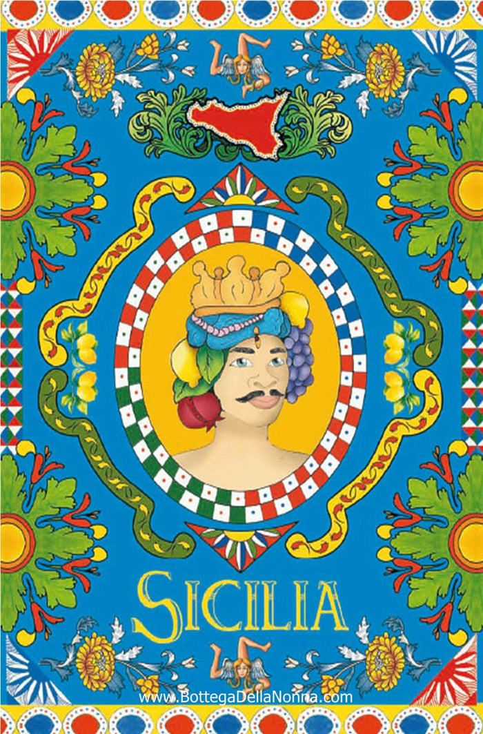 The Sicilia Testa di Moro  Dish Towel - Made in Italy