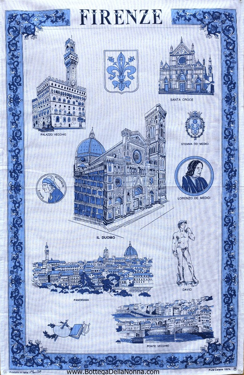 Firenze Blue - Dish Towel - Made in Italy