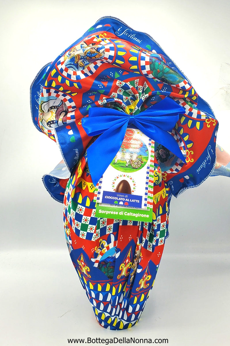 Large Milk Chocolate Easter Egg in Traditional Sicilian Cloth