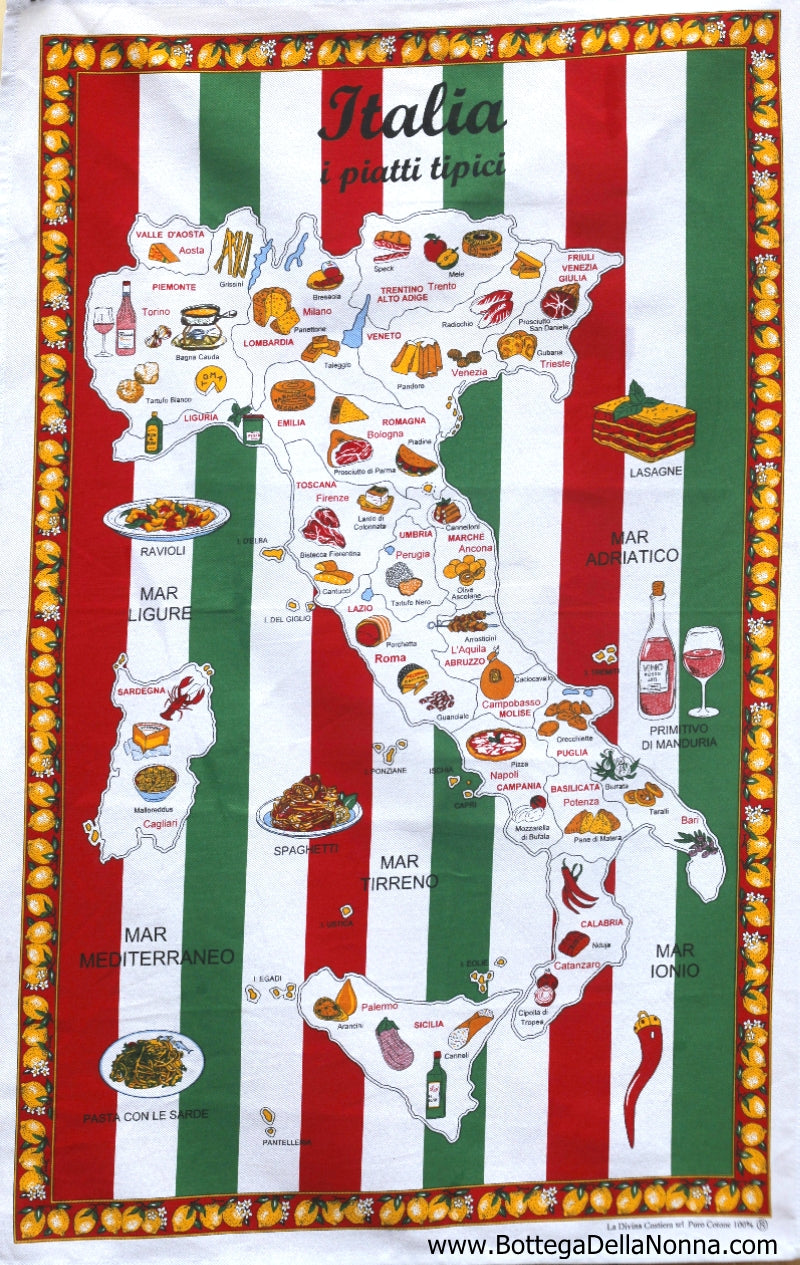 Italian Traditional Dishes - Dish Towel - Made in Italy