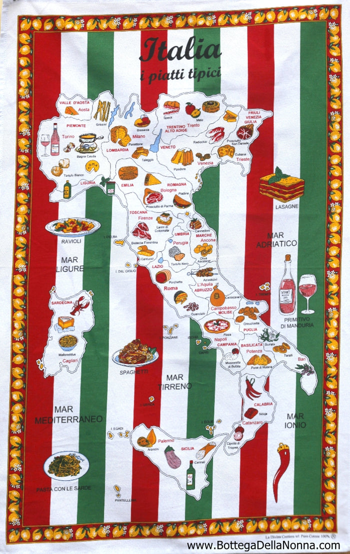 Italian Traditional Dishes - Dish Towel - Made in Italy