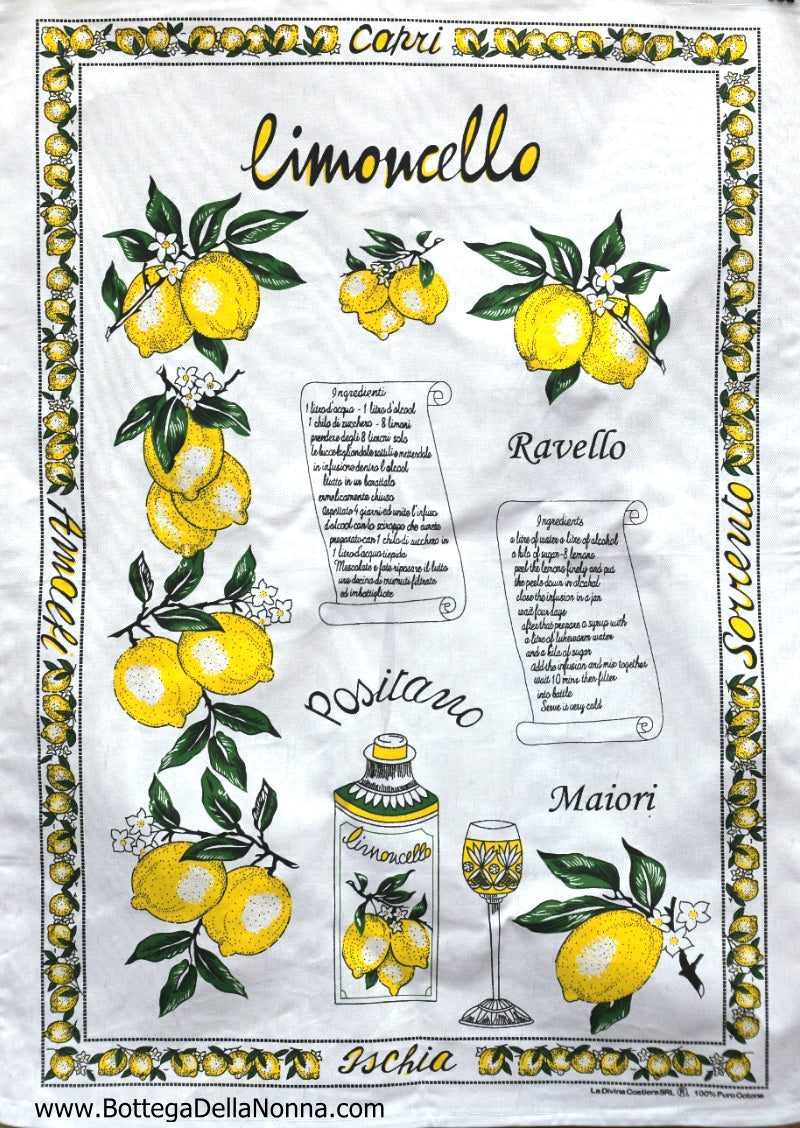 Limoncello Recipe - Dish Towel - Made in Italy