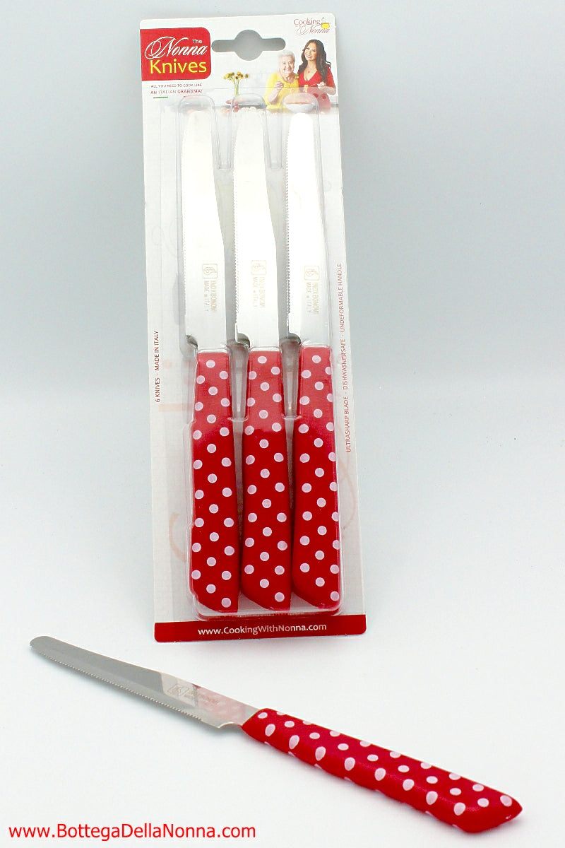 Nonna Knives - Red with White Pois