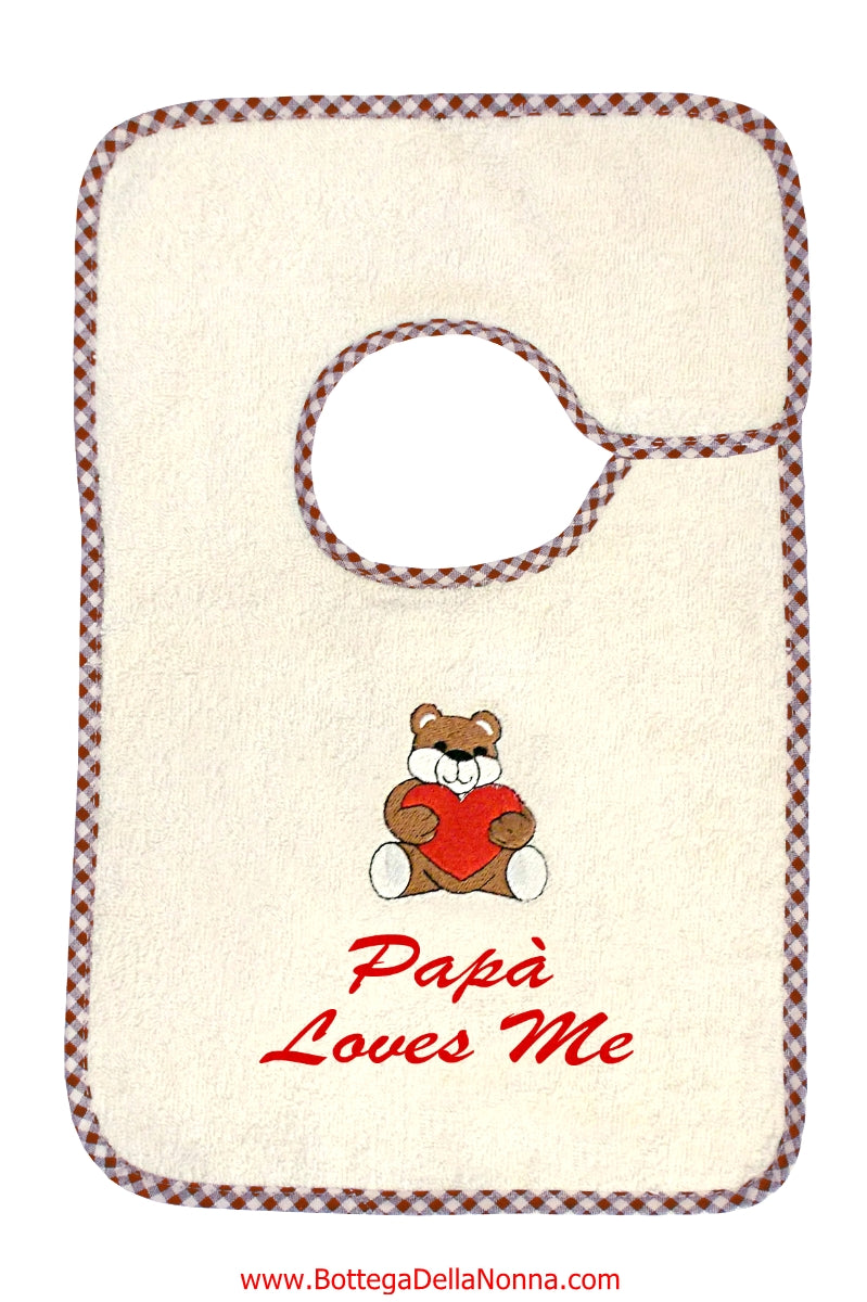 Papa` Loves Me - Bib - Large