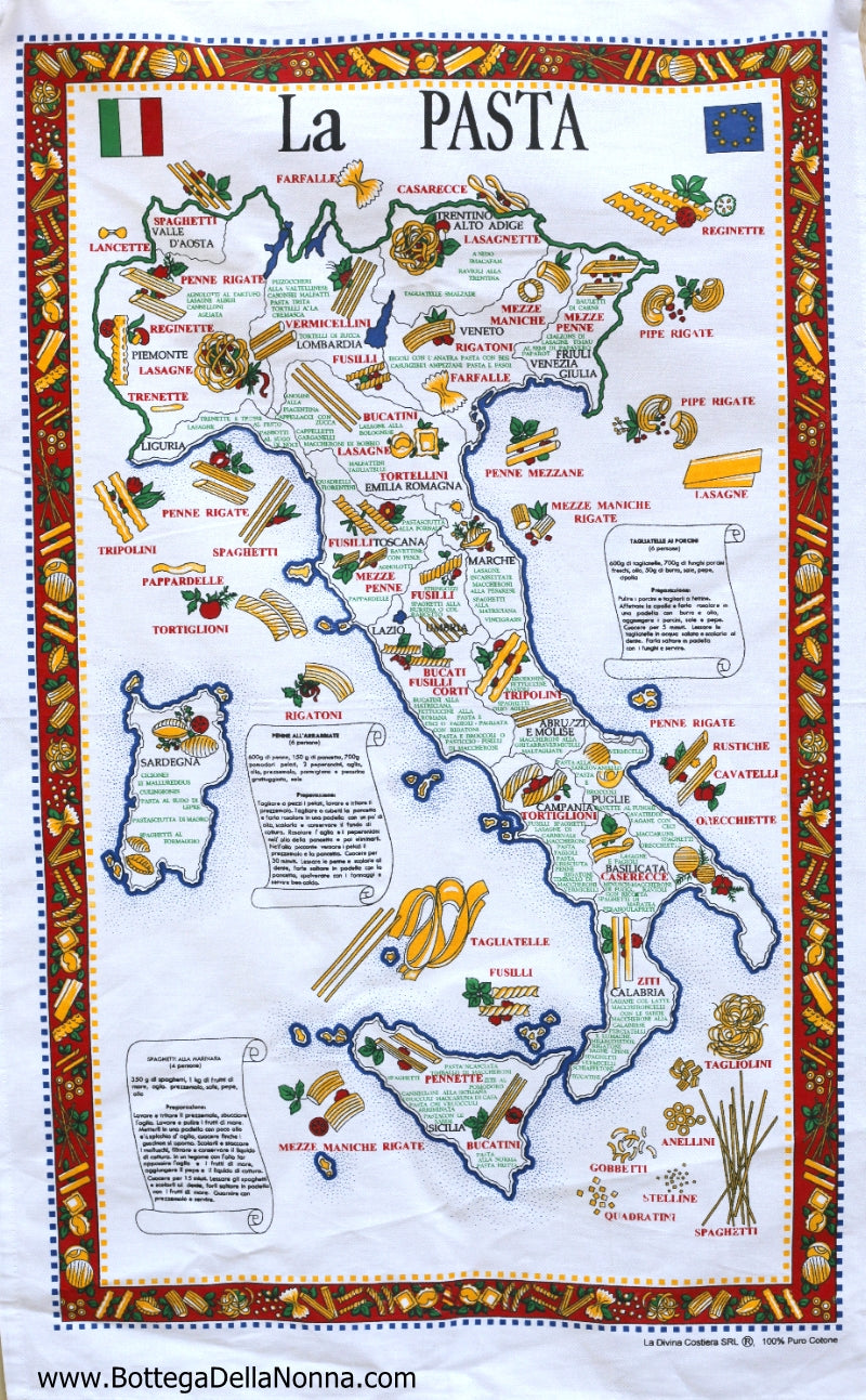 The Pasta of Italy - Dish Towel - Made in Italy