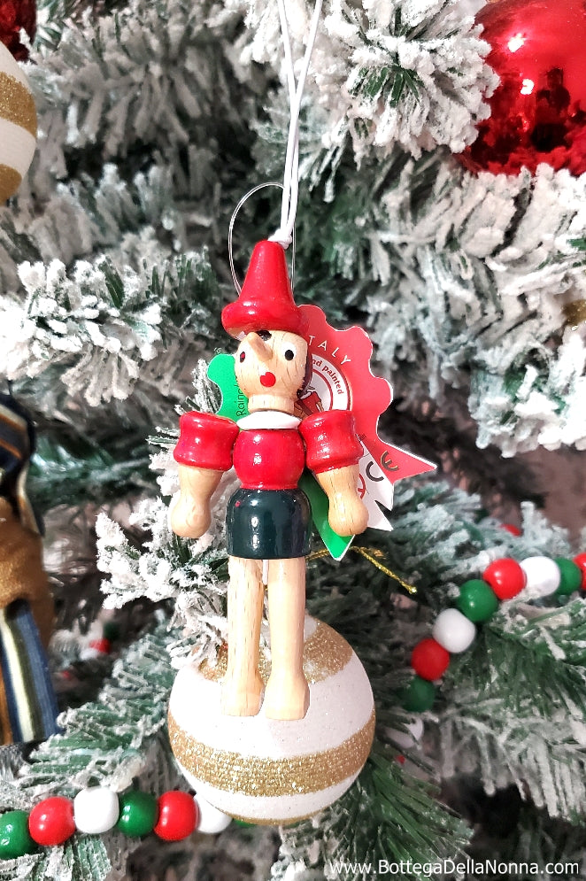 Small Wooden Pinocchio  Ornament - Made in Italy