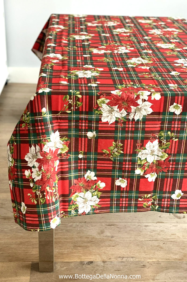 The Poinsettia Plaid  Tablecloth - Made in Italy