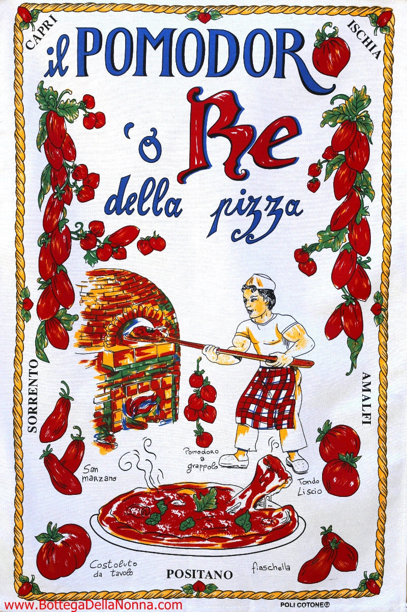 Pomodoro 'O Re della Pizza - Dish Towel - Made in Italy