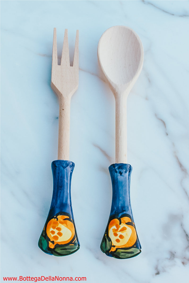 The Positano Wood Salad Spoon and Fork Set
