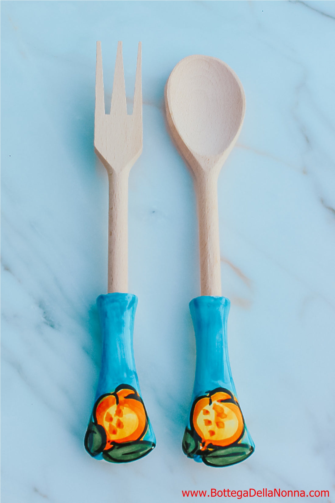 The Positano Wood Salad Spoon and Fork Set – La Bottega della Nonna