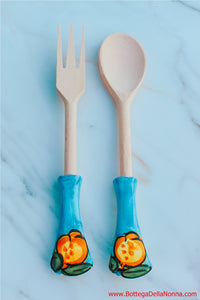 The Positano Wood Salad Spoon and Fork Set