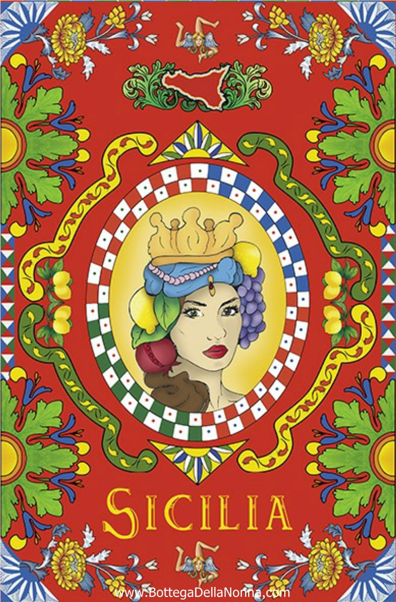 The Sicilia Testa di Mora  Dish Towel - Made in Italy