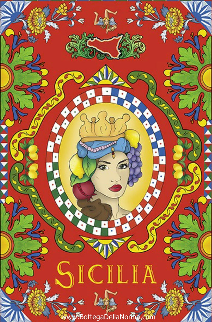 The Sicilia Testa di Mora  Dish Towel - Made in Italy