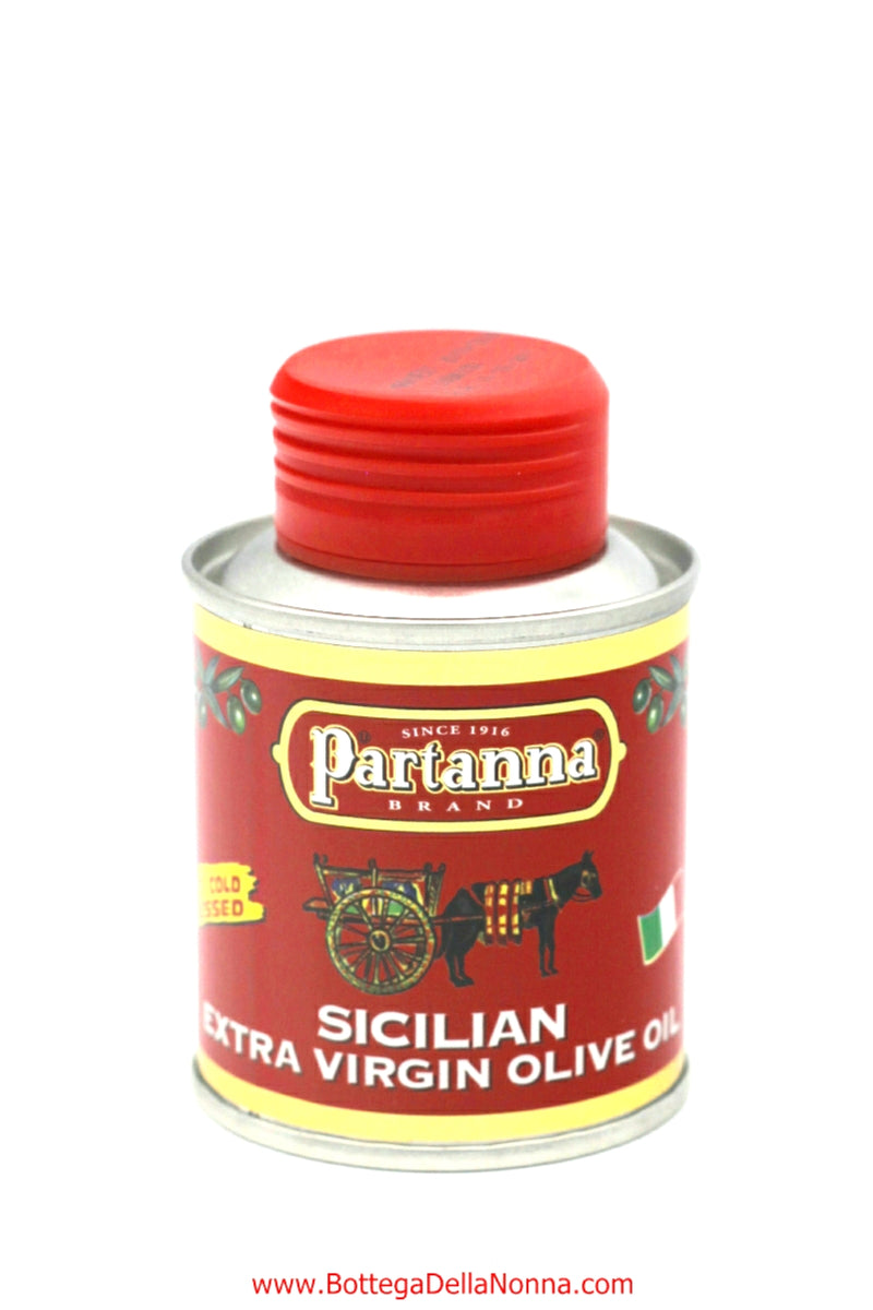 Baby Tin Sicilian Extra Virgin Olive Oil by Partanna - 100% Italian Olives - 100 Ml