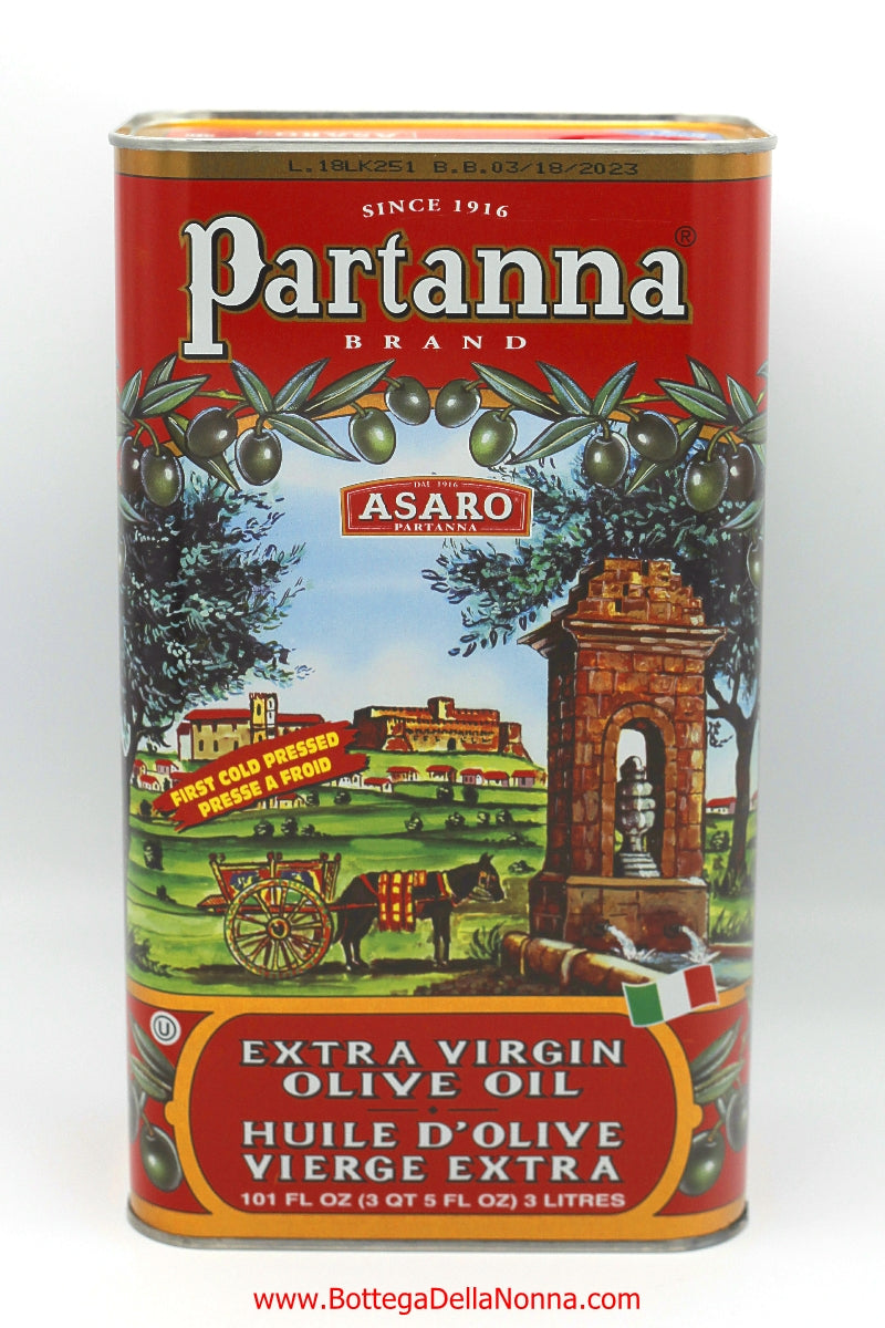 Sicilian Extra Virgin Olive Oil by Partanna - 100% Italian Olives - 3 Liters