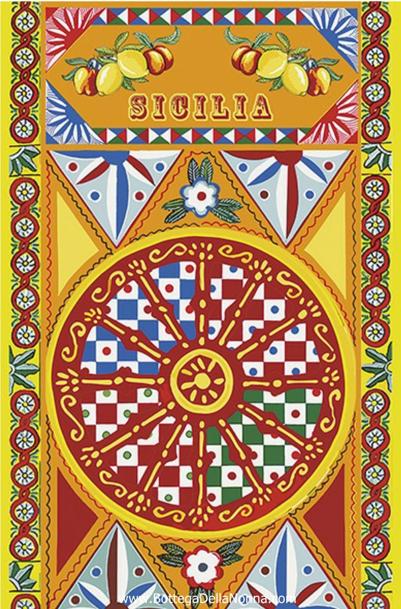 The Sicilian Wheel  Dish Towel - Made in Italy