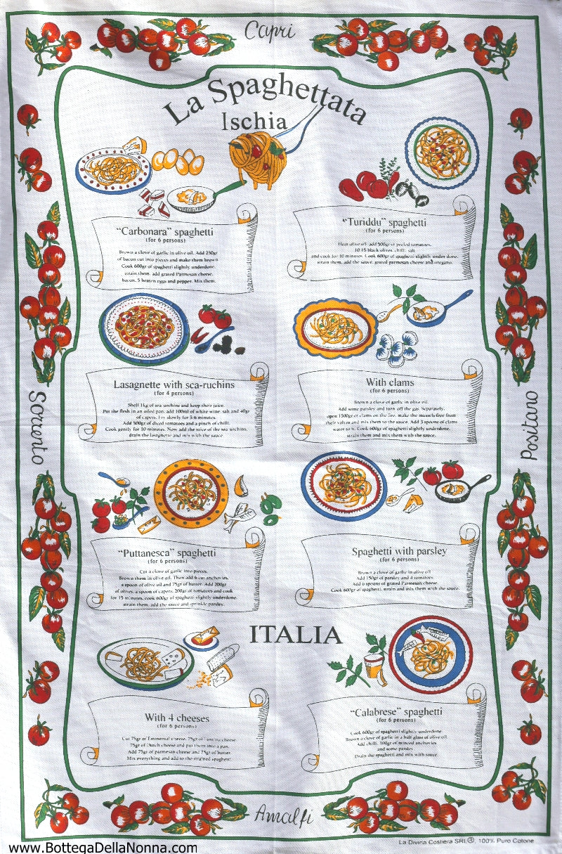 La Spaghettata White - Dish Towel - Made in Italy