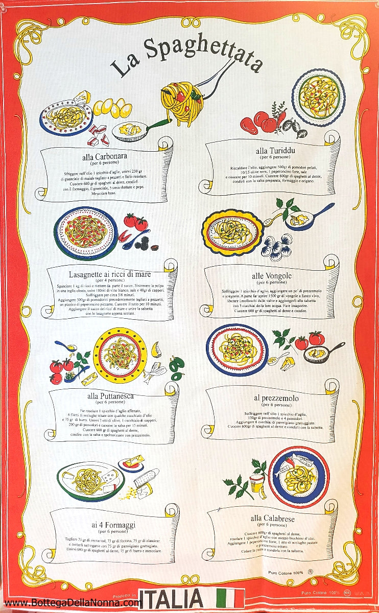 La Spaghettata Red - Dish Towel - Made in Italy