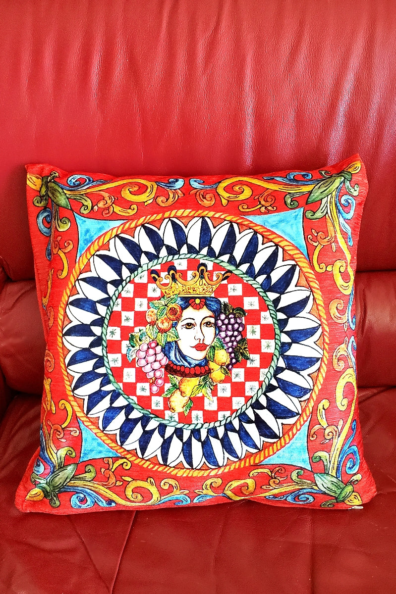 The Sicilia Testa di Mora  Velour Pillow - Made in Italy