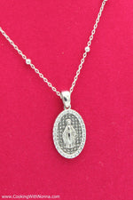 The Virgin Mary Silver Necklace - White Gold Plated - Free Shipping