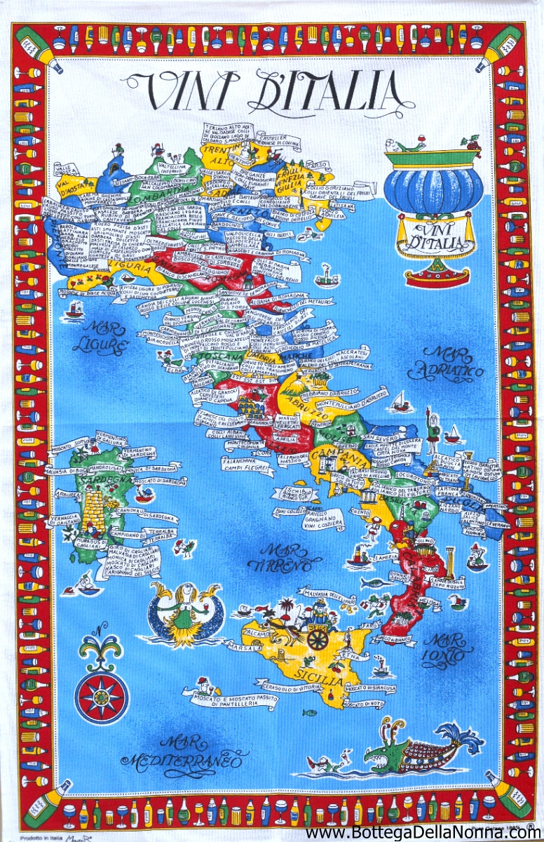 Wines of Italy - Dish Towel - Made in Italy